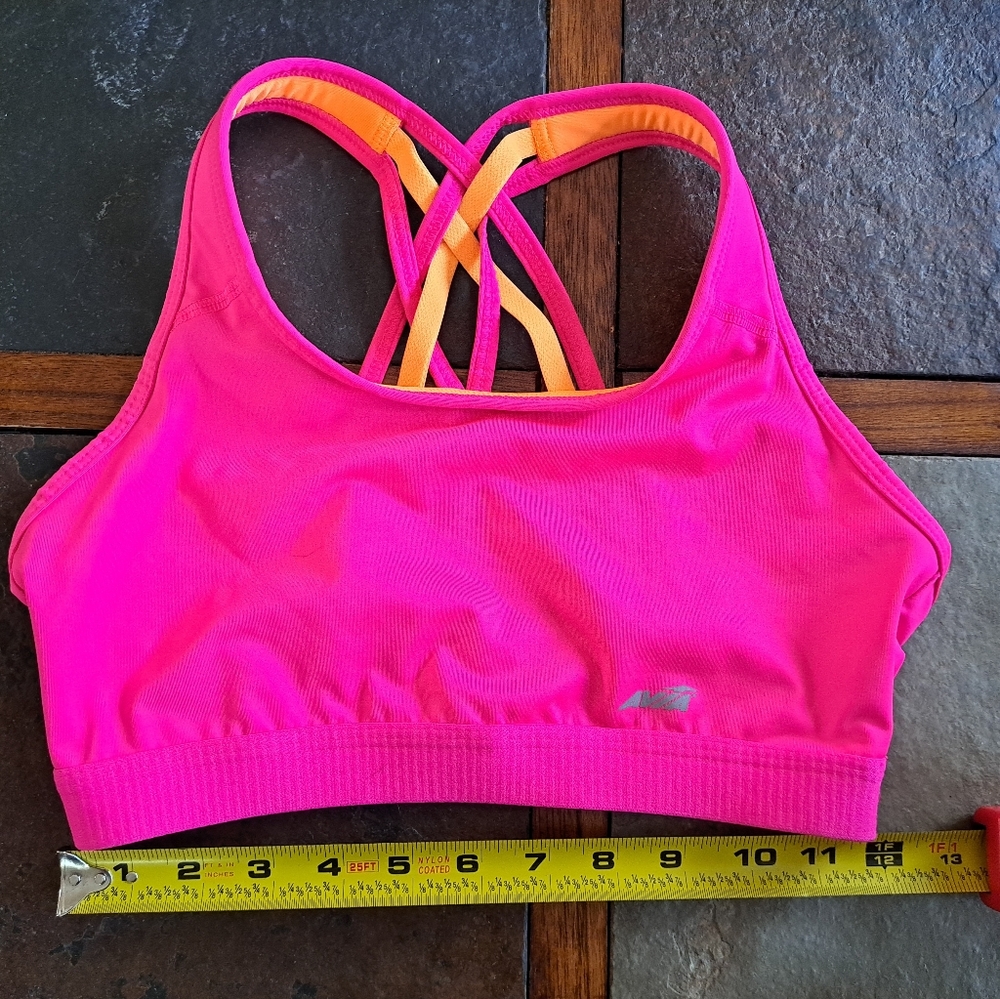 🩷🧡HOT pink and orange crisscross strap sports bra - size medium🧡🩷